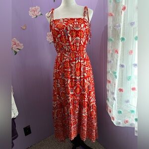 Ecowish Orange Floral Dress Size S Adjustable
Straps 100% Cotton